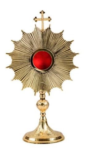 relikwiarz mosiężny złocony