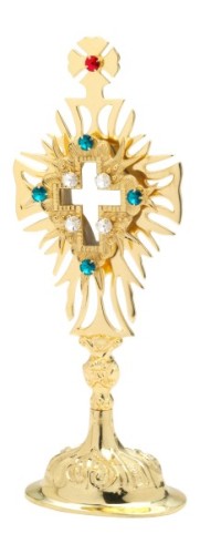 relikwiarz mosiężny złocony