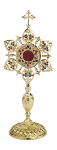 relikwiarz mosiężny złocony