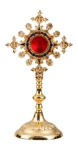 Relikwiarz mosiężny złocony 25 cm