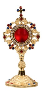 Relikwiarz mosiężny złocony 20 cm