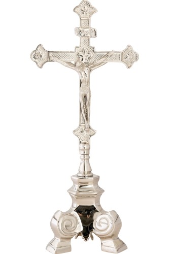 Krzyż ołtarzowy niklowany – wysokość 35 cm