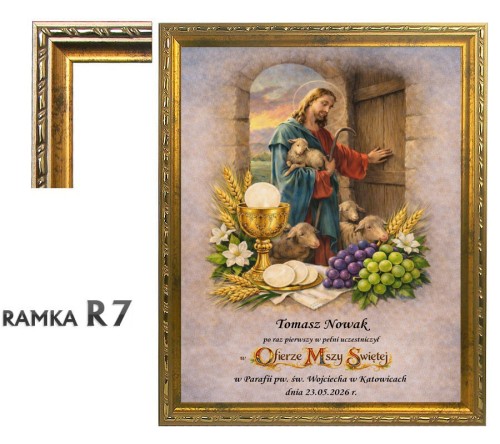 Obrazek komunijny w złotej ramce-1