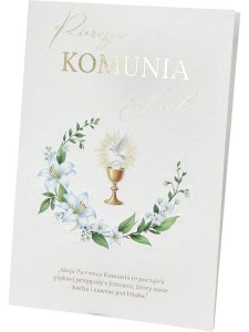 Elegancki karnet z życzeniami - I Komunia Święta
