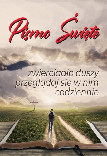 Plakat religijny - Krajobraz Sentencja - Pismo Święte - zwierciadło duszy przeglądaj się w nim codziennie