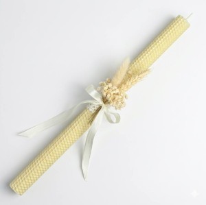 Świeca z wosku pszczelego KOMUNIA CHRZEST GROMNICA - Kłos