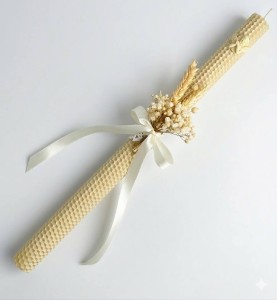 Świeca z wosku pszczelego KOMUNIA CHRZEST GROMNICA 