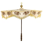 Parasol procesyjny ecru ze stelażem