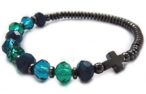 BRANSOLETKA Z KRYSZTAŁKÓW ZIELEŃ MORSKA