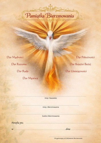 Dyplom bierzmowanego - pamiątka bierzmowania do wypisu-1