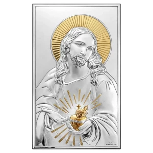 Obraz srebrny – Chrystus z Najświętszym Sercem