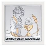 Obrazek srebrny – Pamiątka Pierwszej Komunii Świętej (dla chłopca )