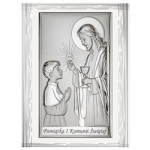 Obrazek posrebrzany na Pamiątkę Pierwszej Komunii Świętej dla chłopca 