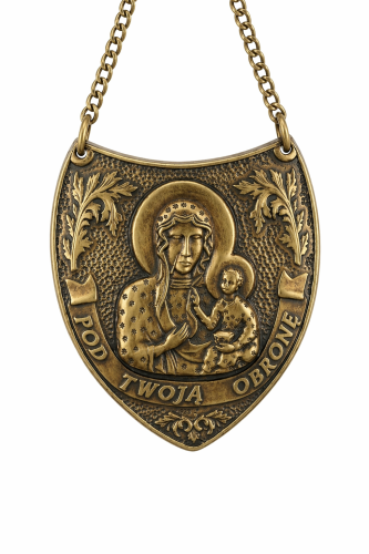 Ryngraf z Matką Bożą Częstochowską stare złoto 7,5 cm-1