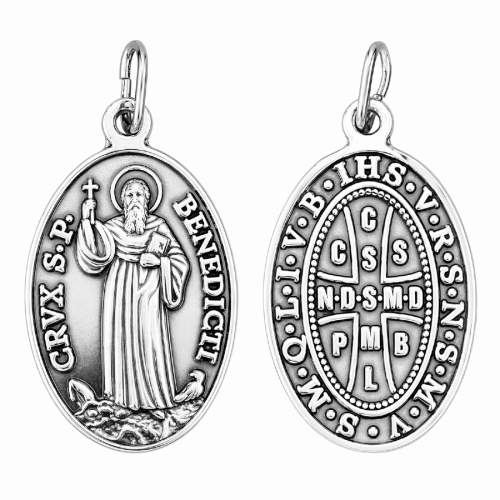 Srebrny medalik Św. Benedykt M230C