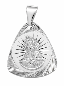 Diamentowany srebrny medalik z Matką Bożą Ostrobramską RM/ MD018