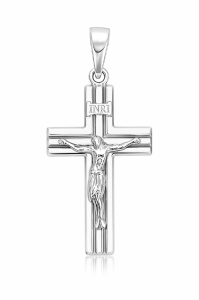 Krzyżyk srebrny, próba 925 z wizerunkiem Chrystusa