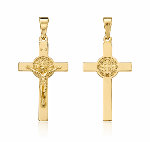 Krzyżyk Św. Benedykta ze srebra pozłacanego K134/AU