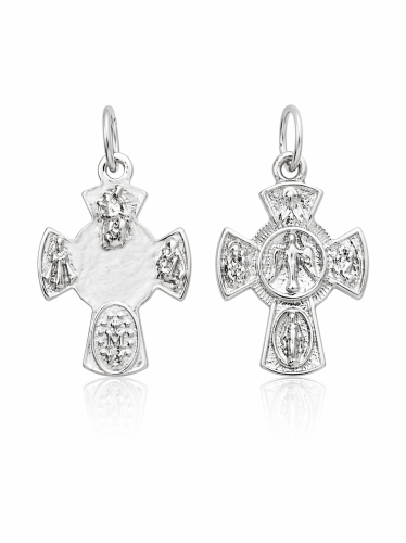 Krzyżyk/medalik srebrny z wizerunkami Świętych oraz Duch Święty K128