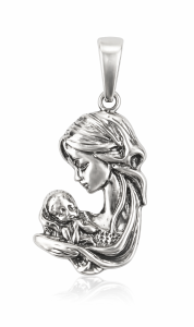 Maryja z dzieciątkiem w formie medalika ze srebra MZ8205