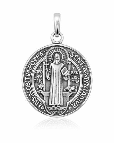 Medal Świętego Benedykta ze srebra oksydowanego M288-1