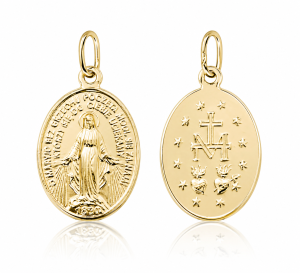 Medalik Matka Boża Niepokalana srebro pozłacane