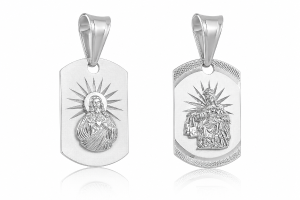 Medalik ze srebra z matką Bożą Szkaplerzną i Sercem Pana Jezusa MD310