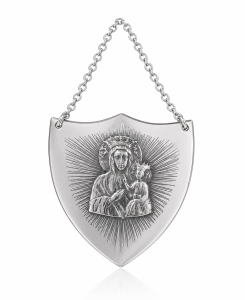 Ryngraf srebrny z wizerunkiem Matki Boskiej Częstochowskiej