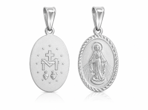 Srebrny medalik diamentowany Matka Boża Niepokalana - Cudowny Medalik MD140