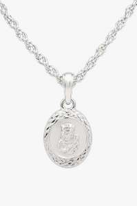 Zestaw srebrny łańcuszek z medalikiem diamentowanym