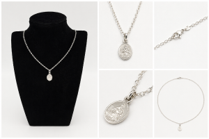 Zestaw srebrny łańcuszek z medalikiem Matka Boża Szkaplerzna