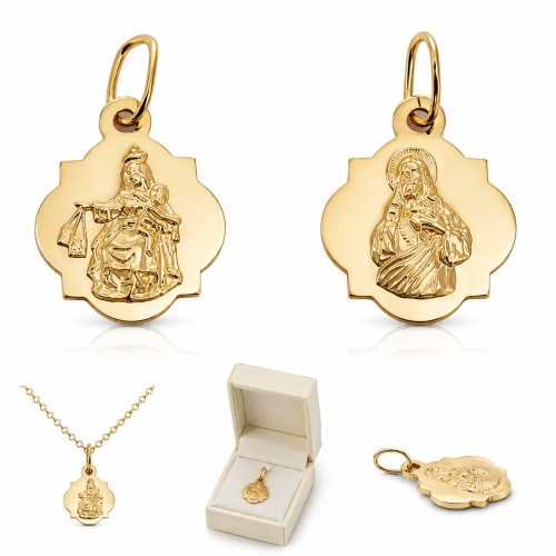 Srebrny medalik pozłacany Ag 925 Matka Boska Szkaplerzna