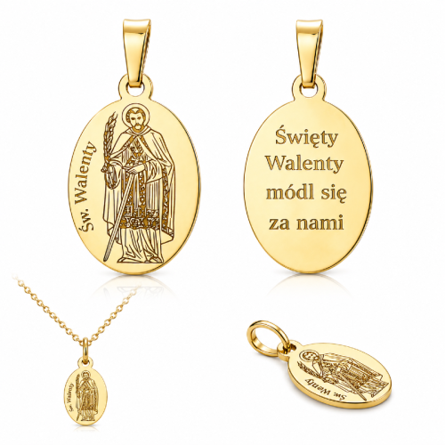 Medalik srebrny Ag 925 pozłacany Święty Walenty
