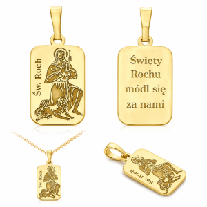 Medalik srebrny Ag 925 pozłacany Święty Roch