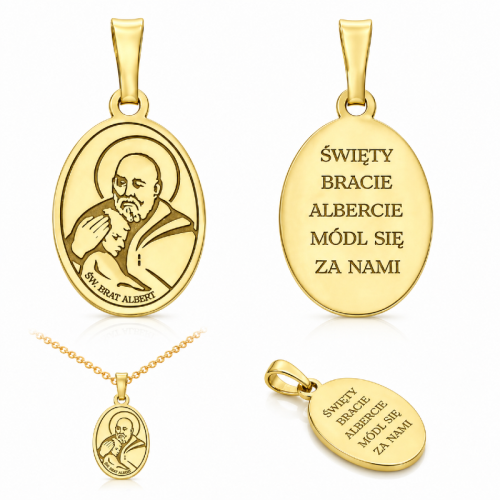 Medalik srebrny Ag 925 pozłacany Święty  Brat Albert