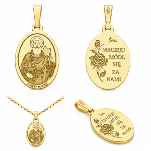 Medalik srebrny Ag 925 pozłacany Święty  Maciej