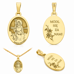 Medalik srebrny Ag 925 pozłacany – Świętej  Monika