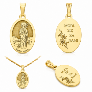 Medalik srebrny Ag 925 pozłacany Święta Marta