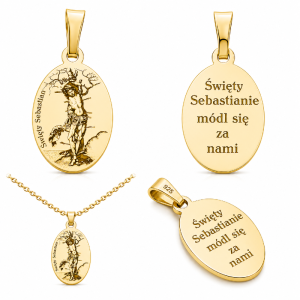 Srebrny medalik Św. Sebastiana (Ag 925) pozłacany – symbol siły i opieki