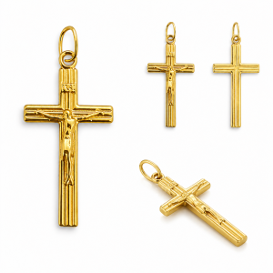 Krzyżyk srebrny pozłacany Ag 925 z wizerunkiem Jezusa Chrystusa