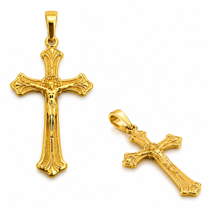 Srebrny pozłacany krzyżyk Ag 925 z wizerunkiem Jezusa Chrystusa