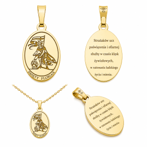 Medalik św. Florian – srebrny pozłacany próby 925