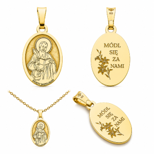 Medalik srebrny pozłacany Święty Bartłomiej Apostoł (Ag 925)