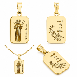 Medalik Świętego Franciszka – srebro pozłacane 925
