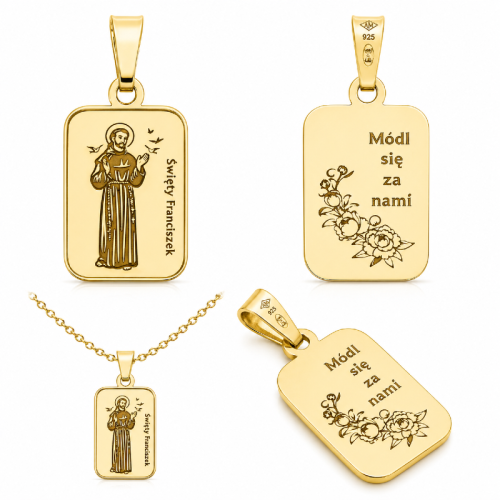 Medalik Świętego Franciszka – srebro pozłacane 925