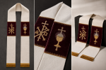 Stuła z haftowanym Kielichem Eucharystycznym i PAX