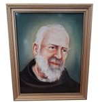 Obraz o. Pio w ramie drewnianej