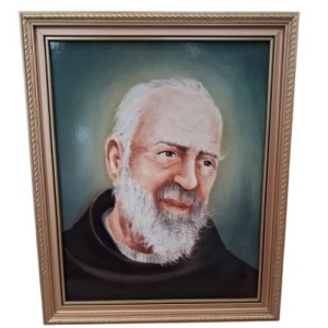 Obraz o. Pio w ramie drewnianej