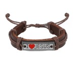 Skórzana bransoletka na rękę I LOVE JESUS