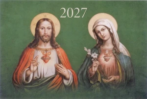 Kalendarz katolicki 2027 trójdzielny - Serce Jezusa Serce Maryi